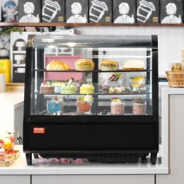 Refrigerated Display Case, 3.5 Cu.Ft./100L, 2-Tier, Countertop Pastry Display Case Commercial Display Refrigerator With LED Lighting, TURBO Cooli (Option: Black)