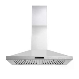 Range Hood 30 Inch, Vent Hoods 30 Inch Stainless Steel, 450 CFM Ductless/Ducted Convertible Kitchen Hood With LED Light Baffle Filters, 3 Speed E (Option: Silver)